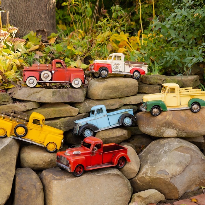 Zaer Ltd International Set of 6 Assorted Color Small Vintage Iron Trucks VA170002-SET