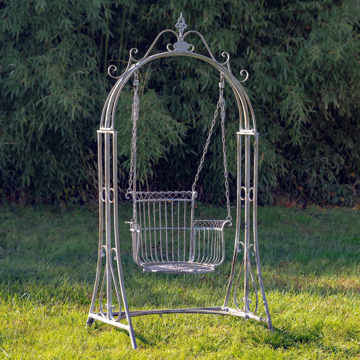 Zaer Ltd International "Oasis" Iron Garden Swing Chair in Blue Bronze ZR160144-BB
