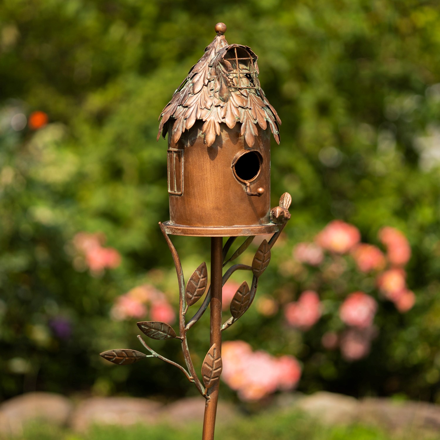 Zaer Ltd International 65" Tall Country Style Iron Birdhouse Stake "Round House" ZR142106-1