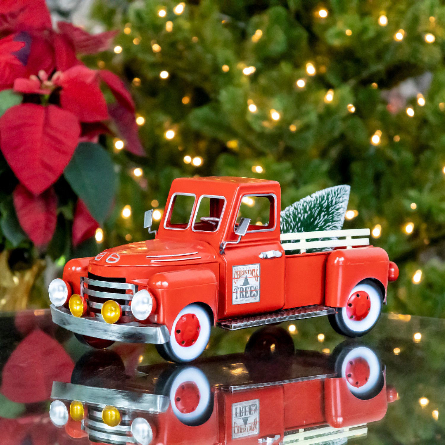 12 Red Metal Truck Decoration