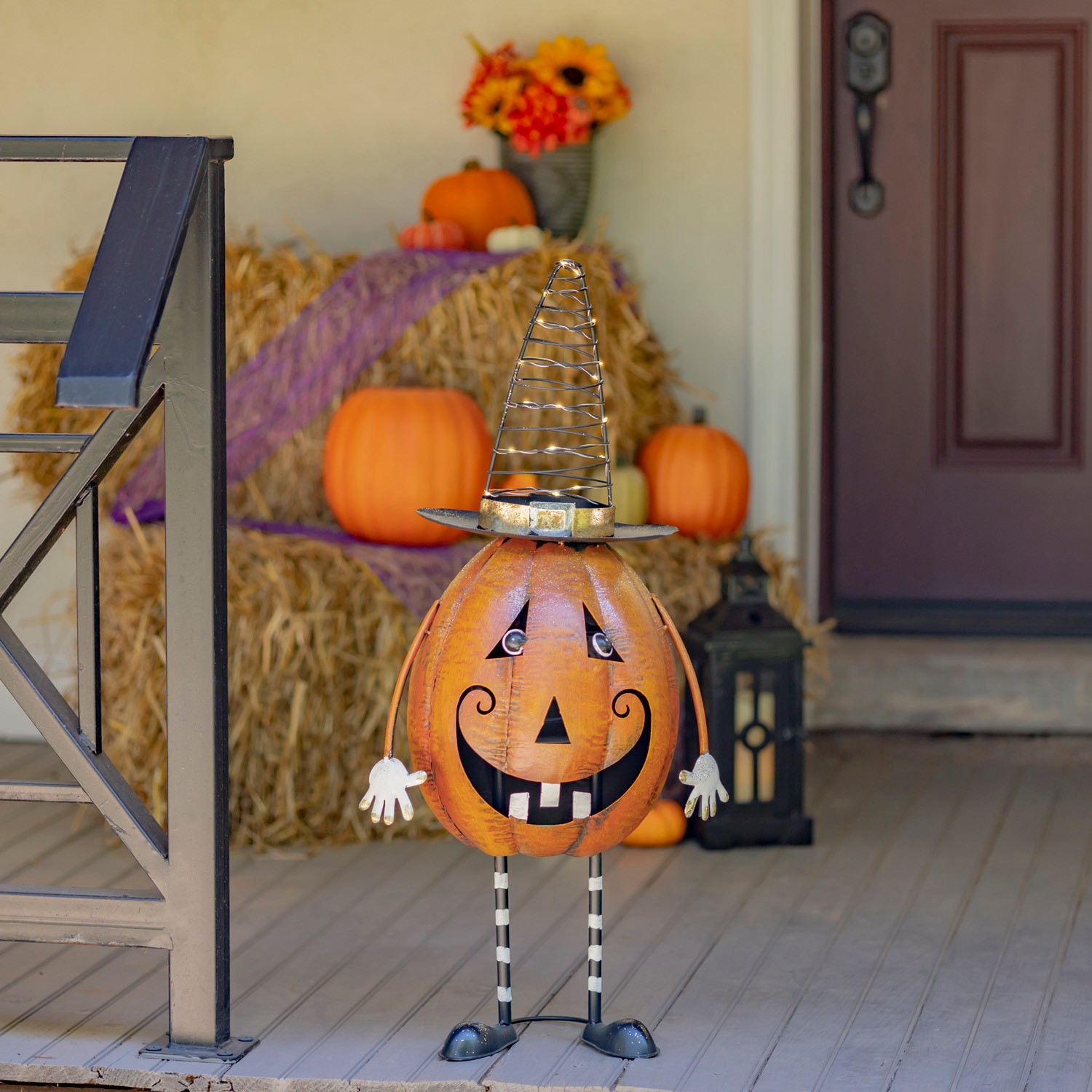 Zaer Ltd International Pre-Order: 31.5" Tall Jack-O-Lantern Halloween Figurine with LED Witch's Hat ZR195973