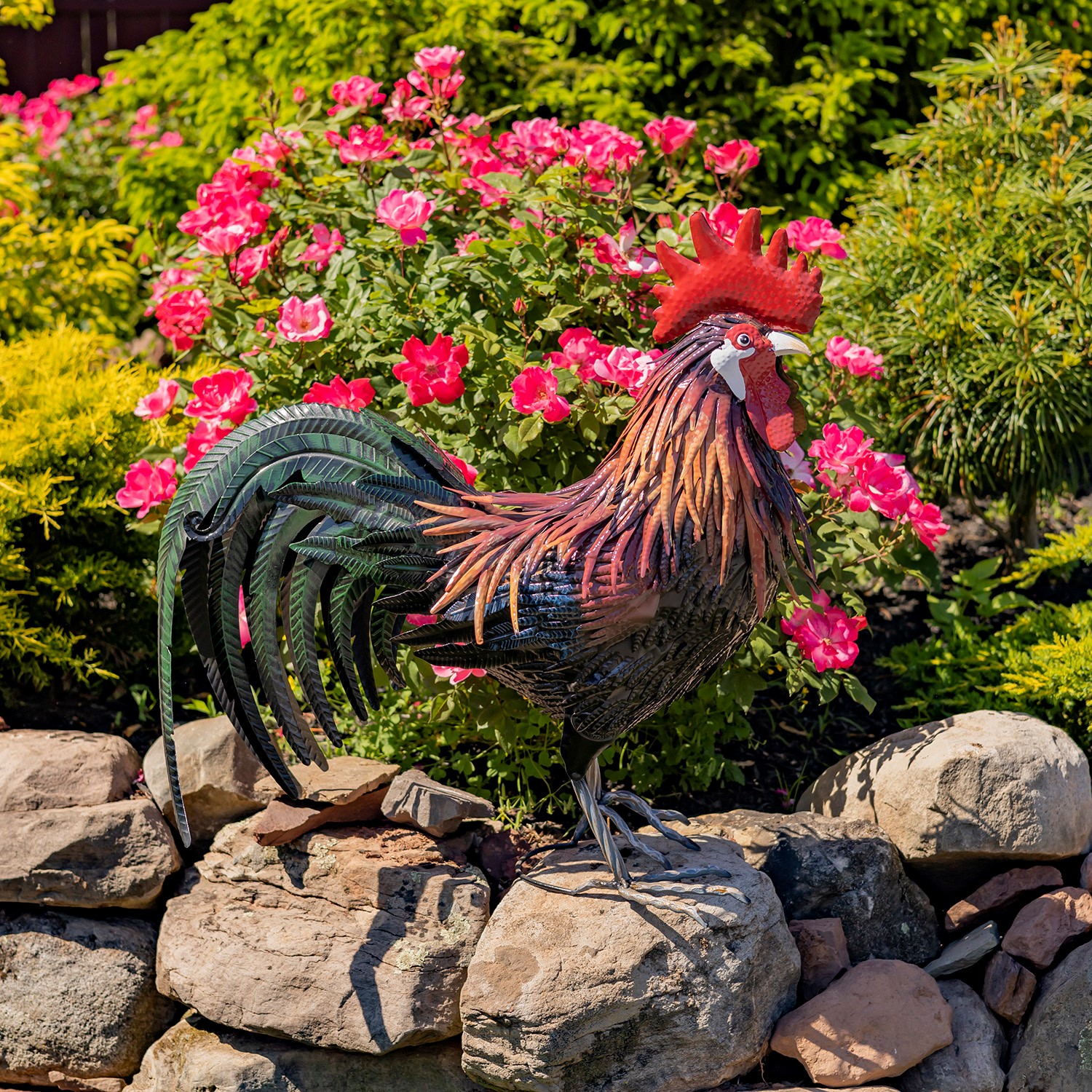 29 Tall Painted Iron Rooster Decoration Felix