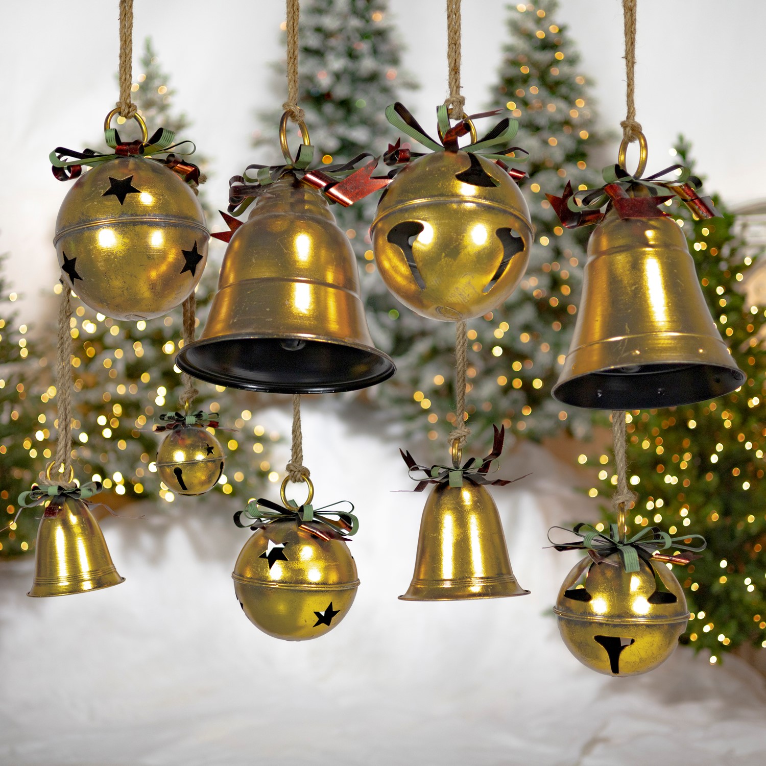 Galvanized Iron Hanging Bells, Set of 3