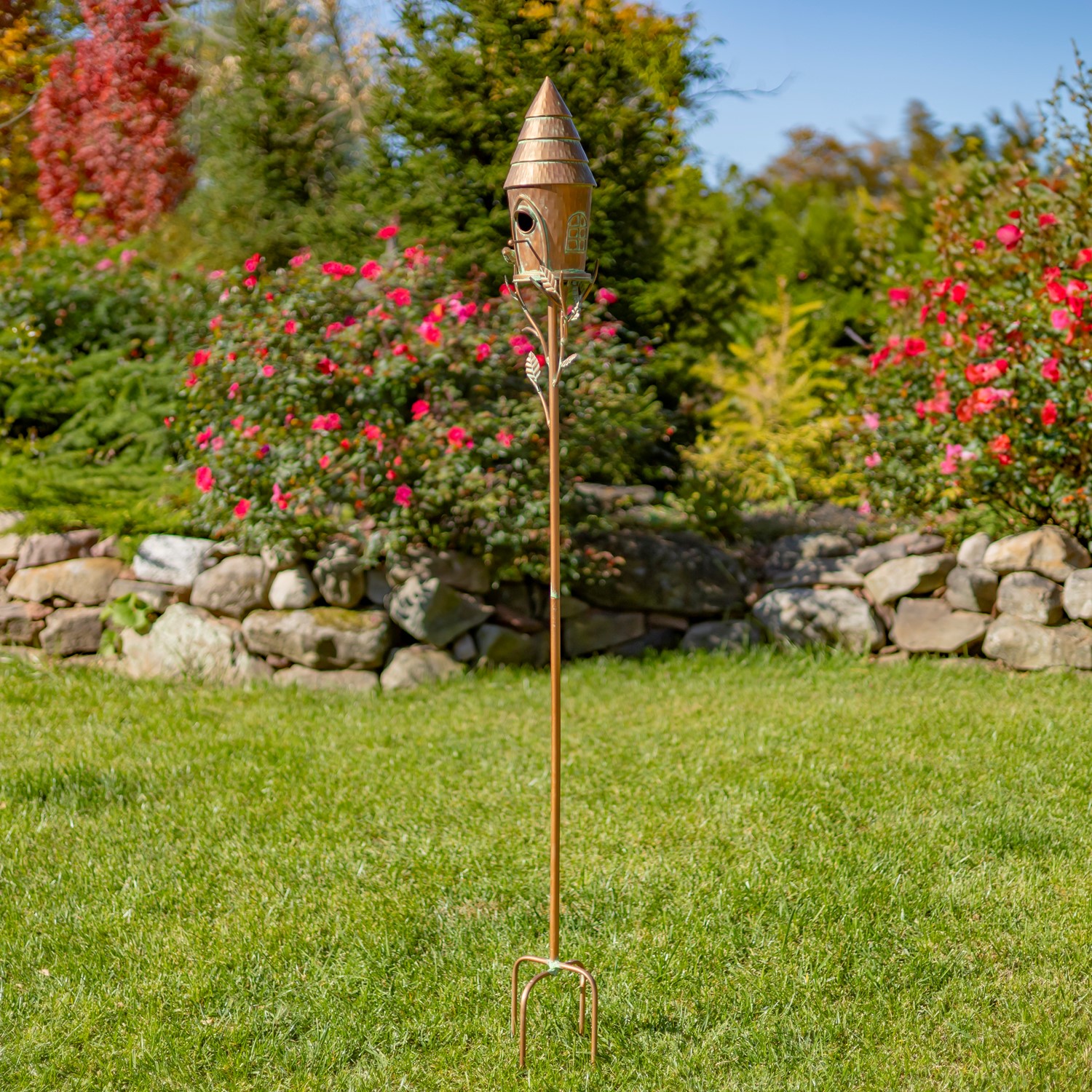 Zaer Ltd International 70.5" Tall Multi-Tiered Conical Roof Birdhouse Stake "Budapest" ZR193158