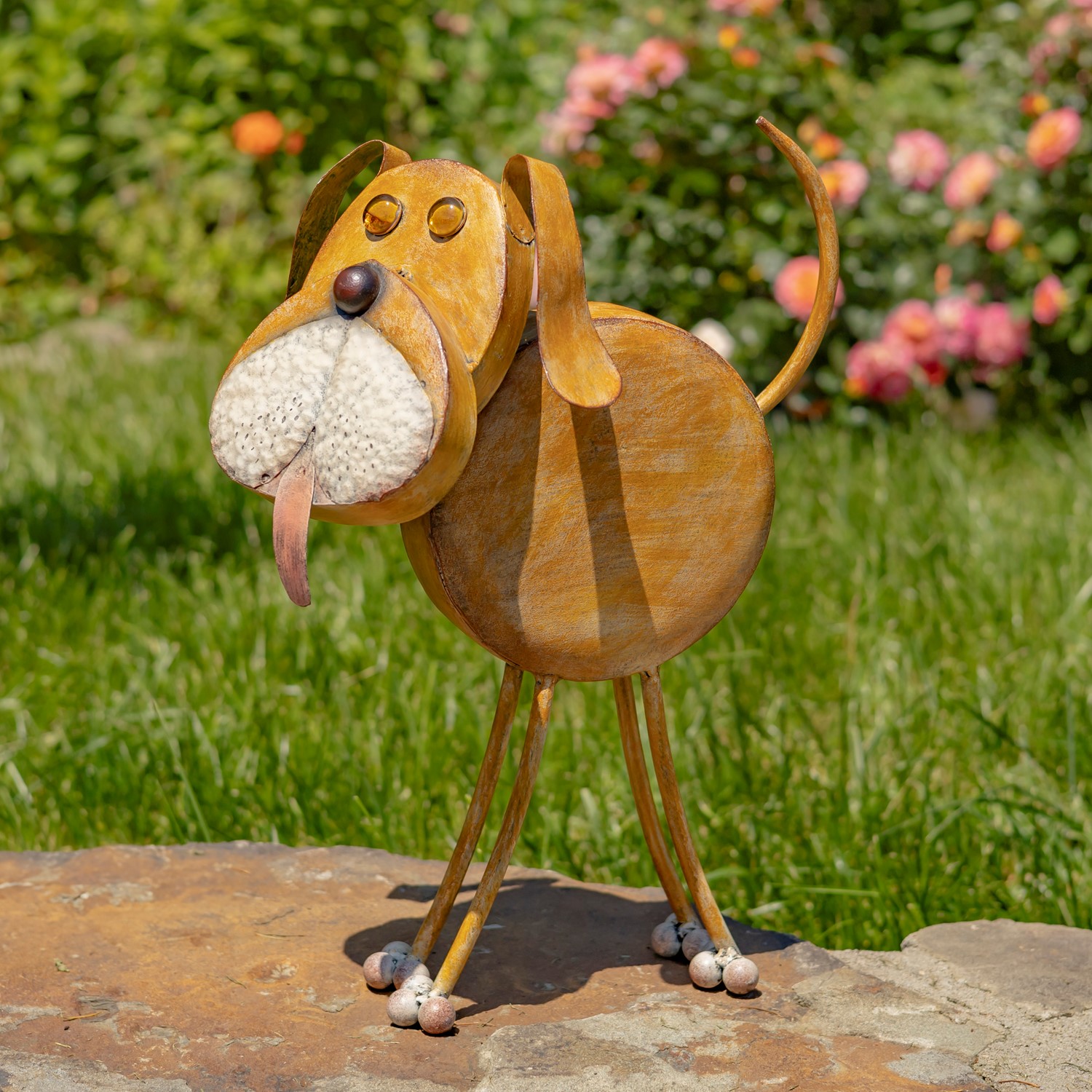 Zaer Ltd. International 18" Tall Hand Painted Iron Dog Decoration with Bobblehead "Arnold" ZR200419