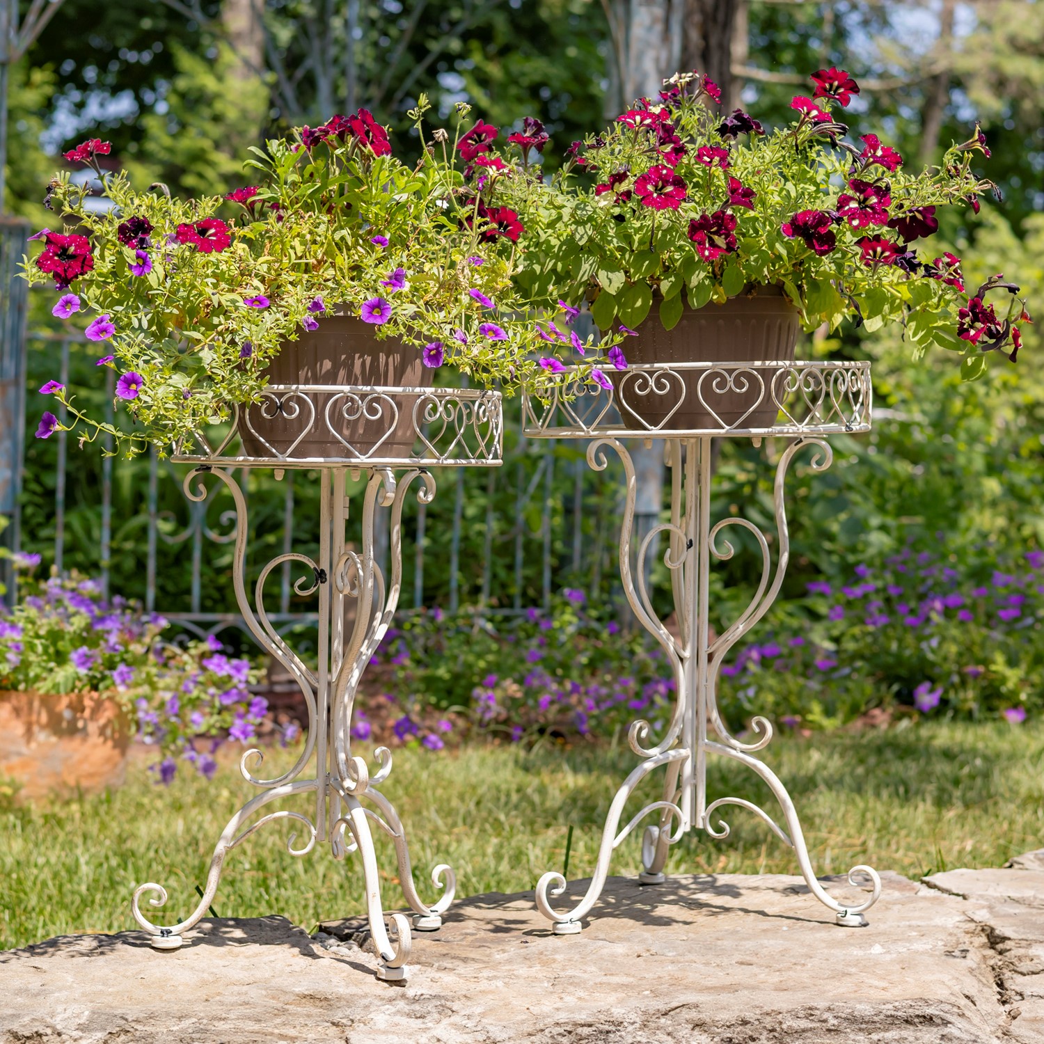Zaer Ltd International Pre-Order: Set of 2 Ornate Standing Plant Stand Tables in White "Medellín 1972" ZR238115-AWS