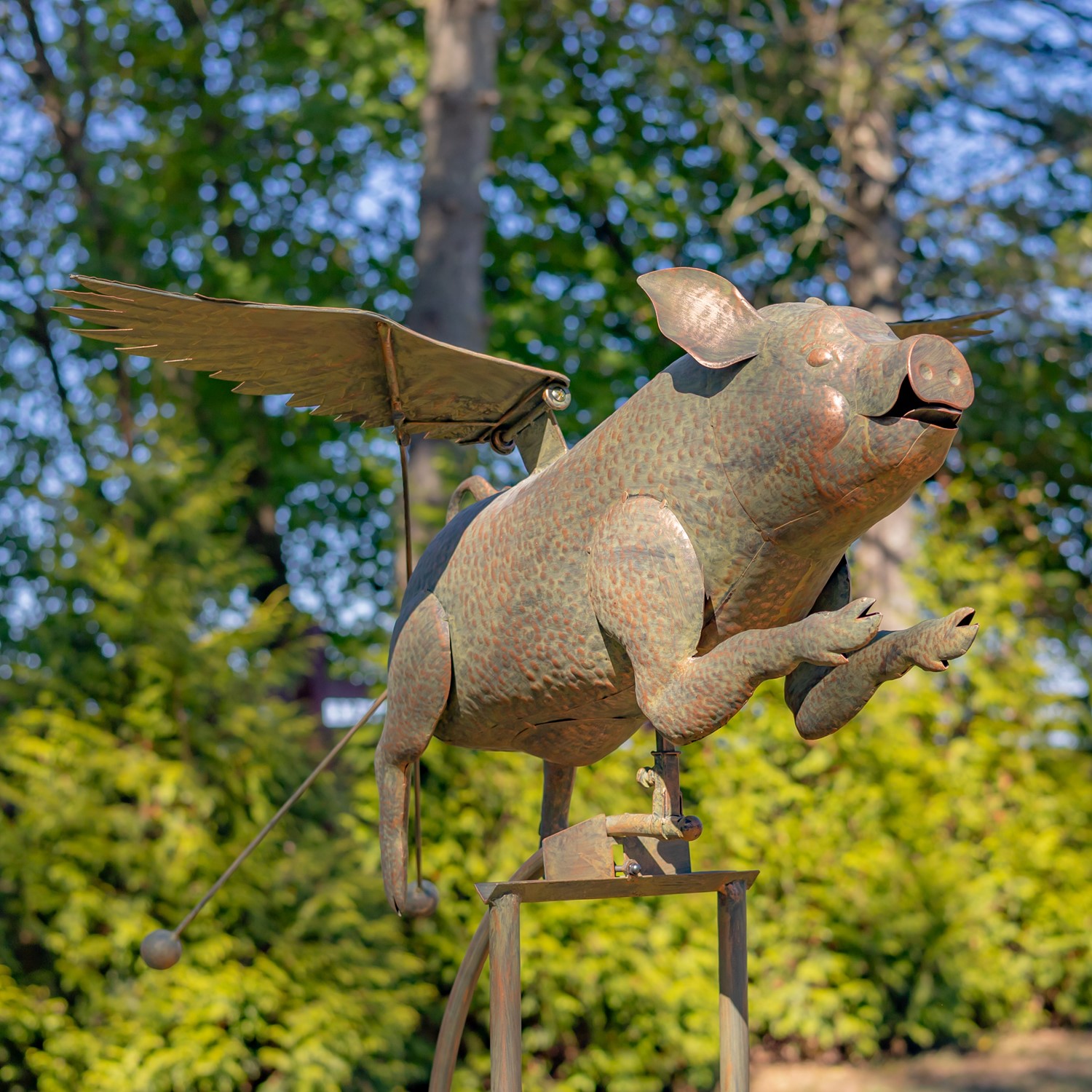 Zaer Ltd International 6.5ft. Tall Rustic Flying Bronze Pig Iron Rocking Stake "Khrysaor" ZR206330-BZ