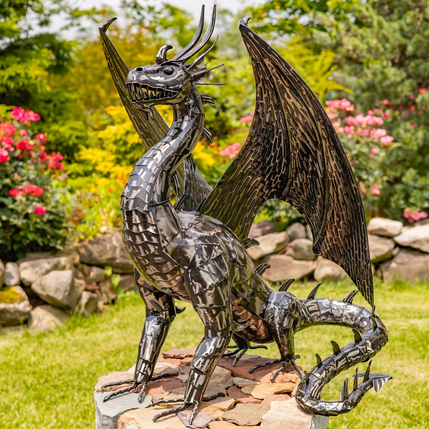 Zaer Ltd. International 39.5" Tall Iron Dragon Sentry Statue "Spike" ZR240406