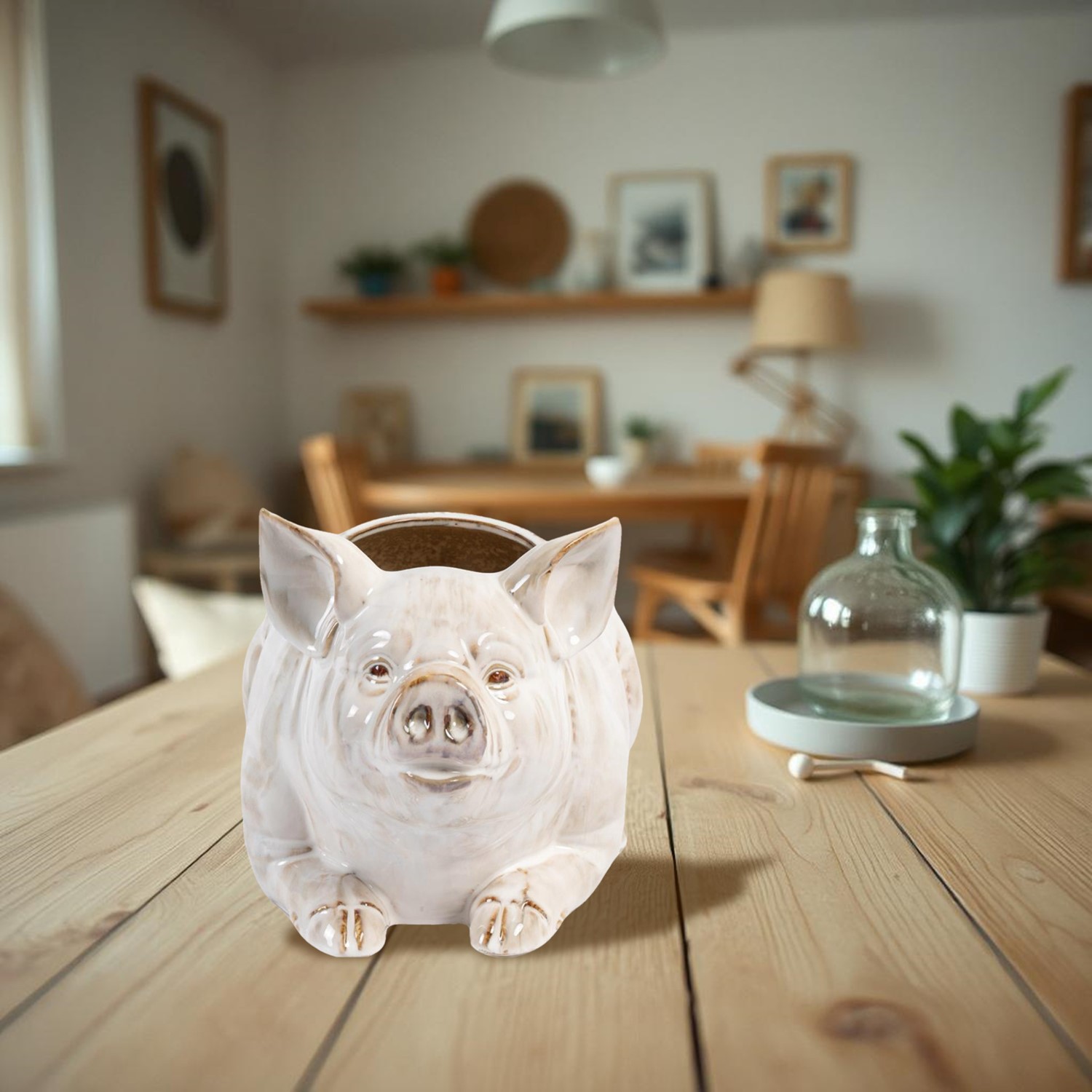 Zaer Ltd International Pre-Order: Hand Painted Ceramic Pig Planter "Kewanee" ZR083913