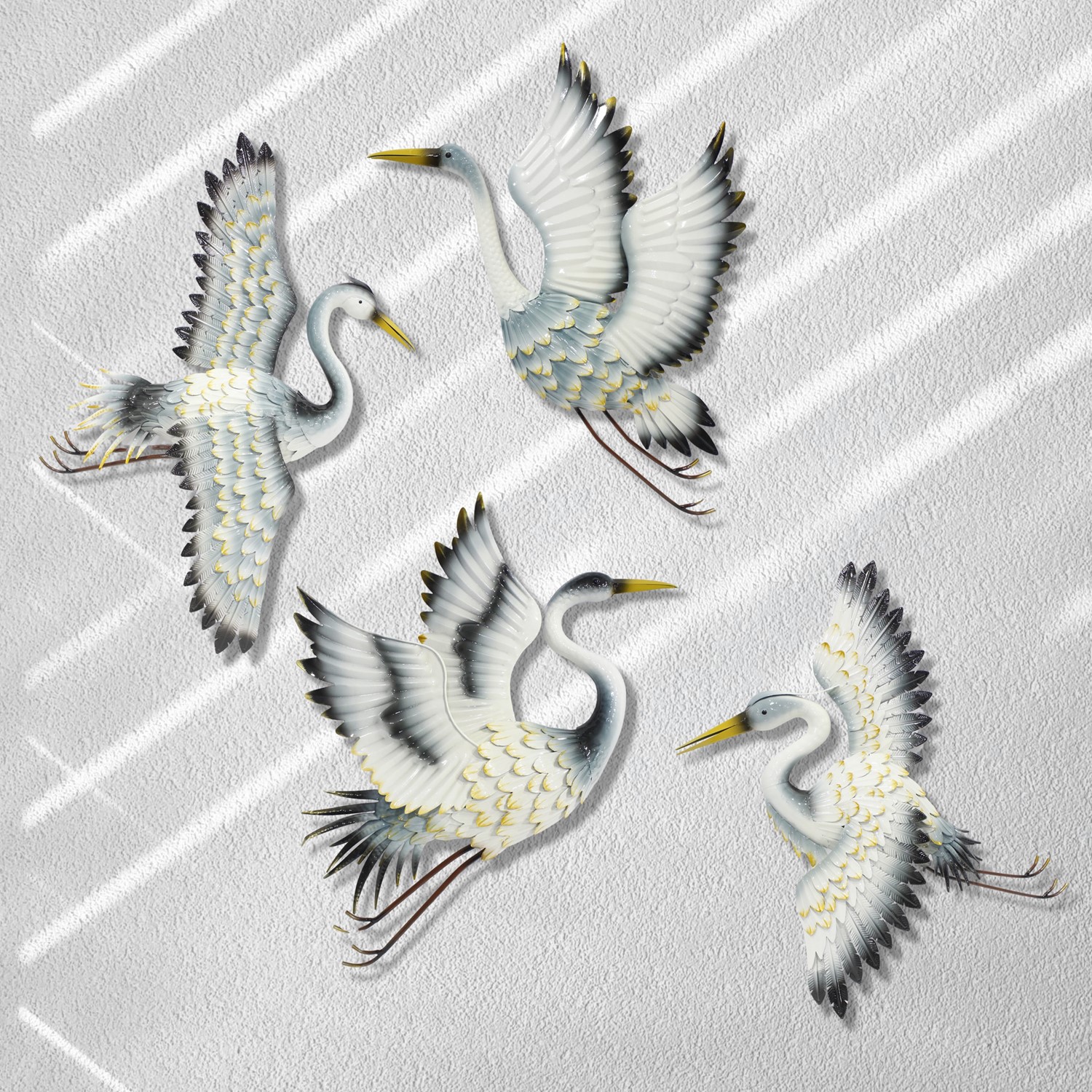 Zaer Ltd International Pre-Order: Set of 4 Asst Elegant Whooping Crane Wall Decorations "Port Aransas" ZR241200-SET