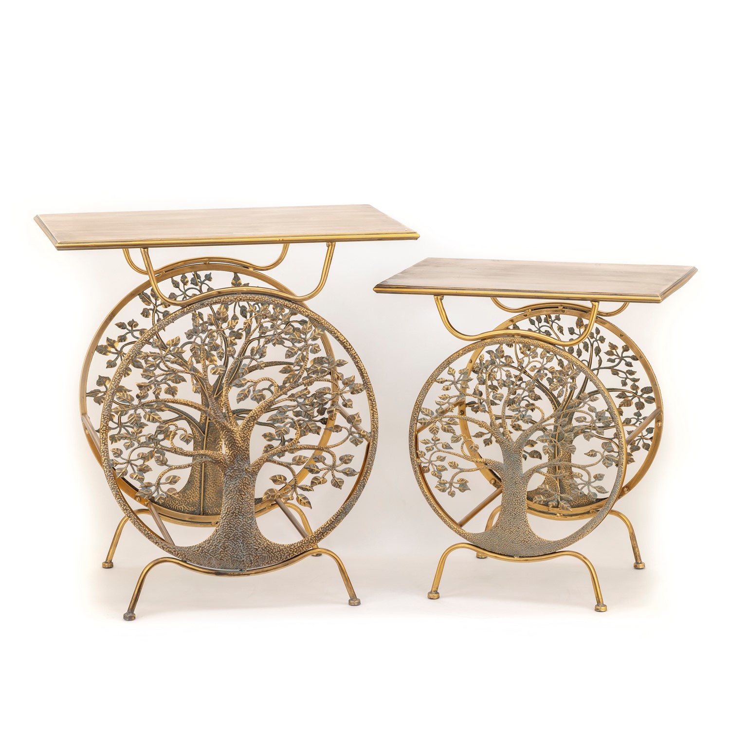 Zaer Ltd International Pre-Order: Set of 2 "Tree of Life" Assorted Rectangular Plant Stands ZR230395-SET