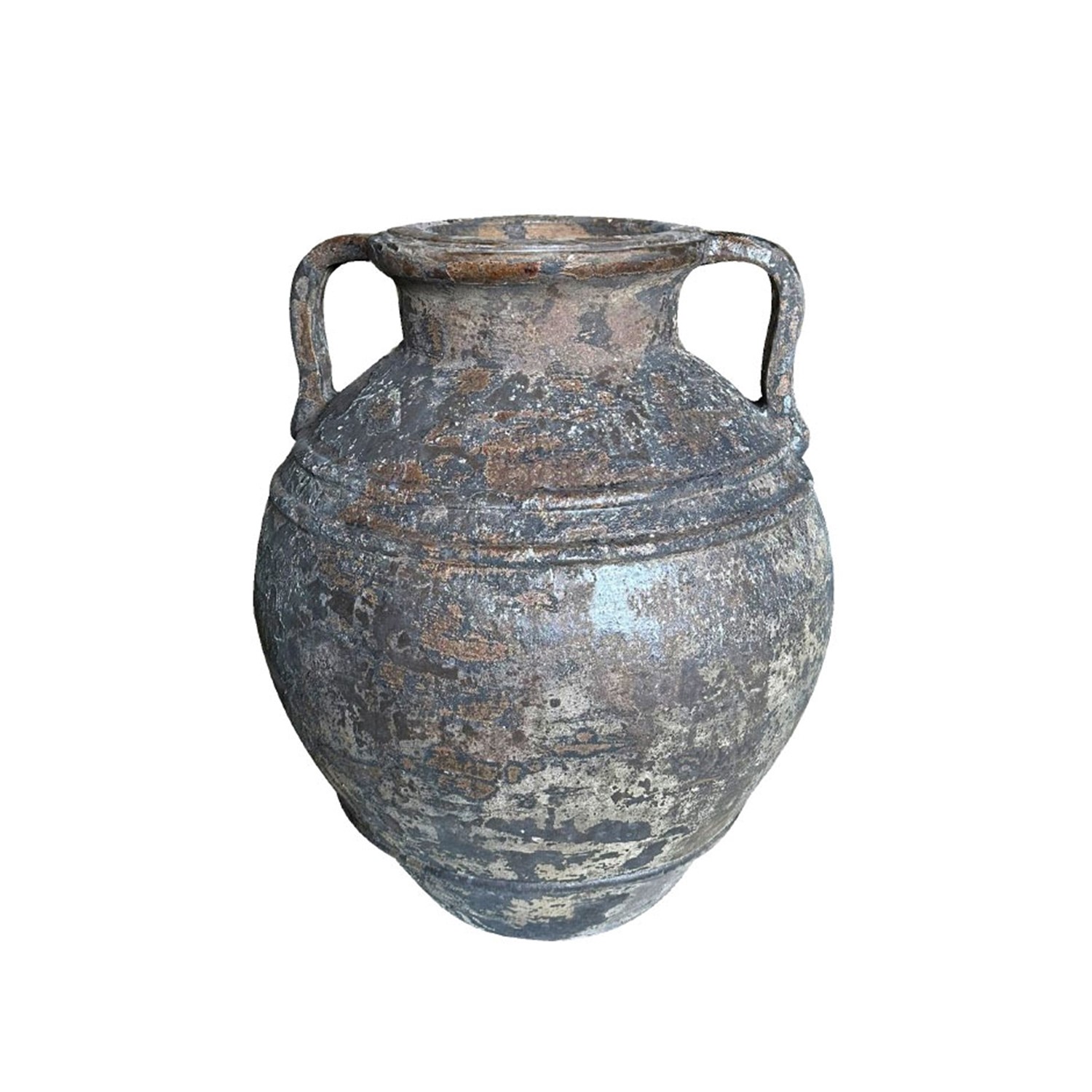 Zaer Ltd International 26.4" Tall Ceramic Pot with Handles in Brown Antique ZR000602