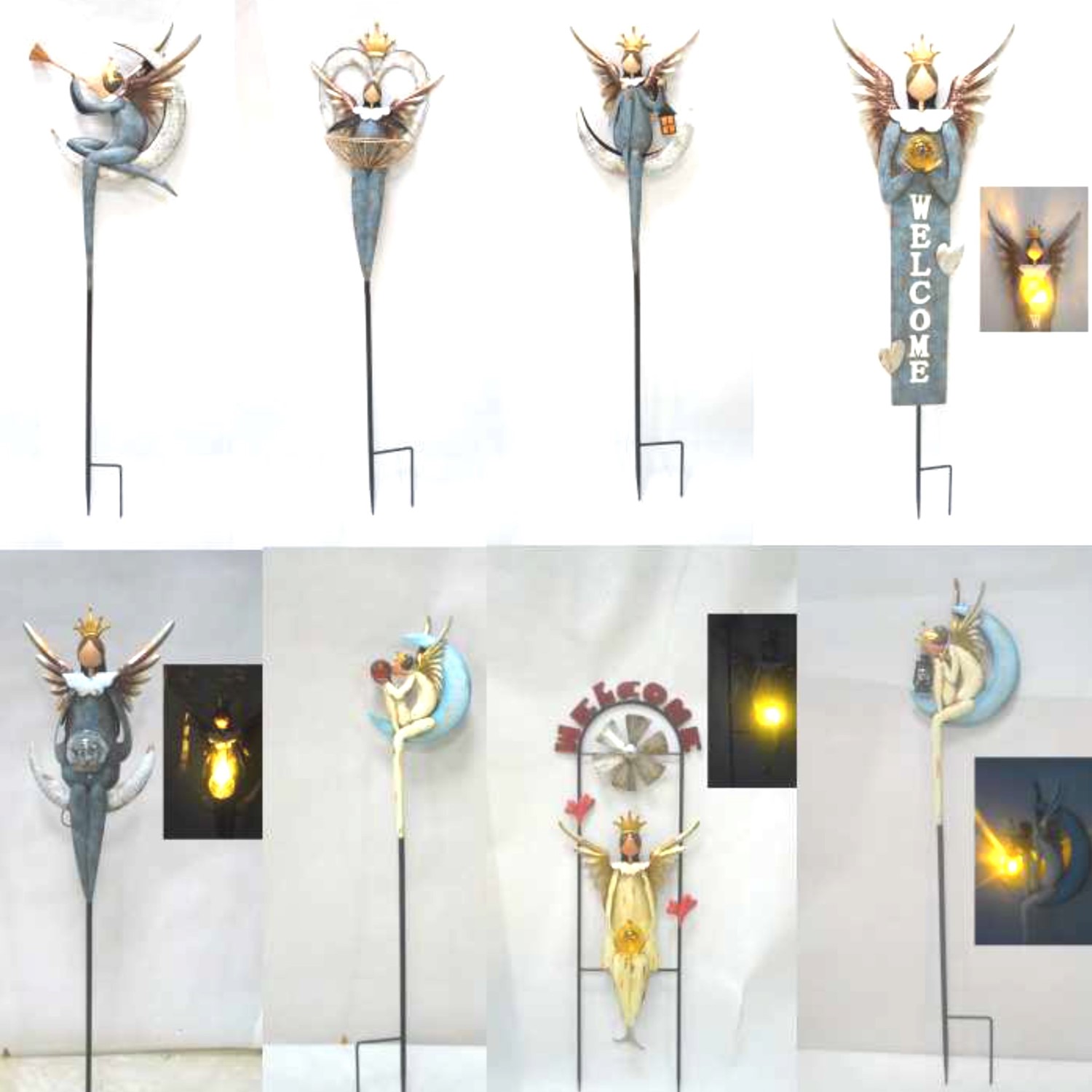 Zaer Ltd. International Pre-Order: Set of 8 Assorted Solar Angel Garden Stakes "Lesera Choir" ZR240979-BL