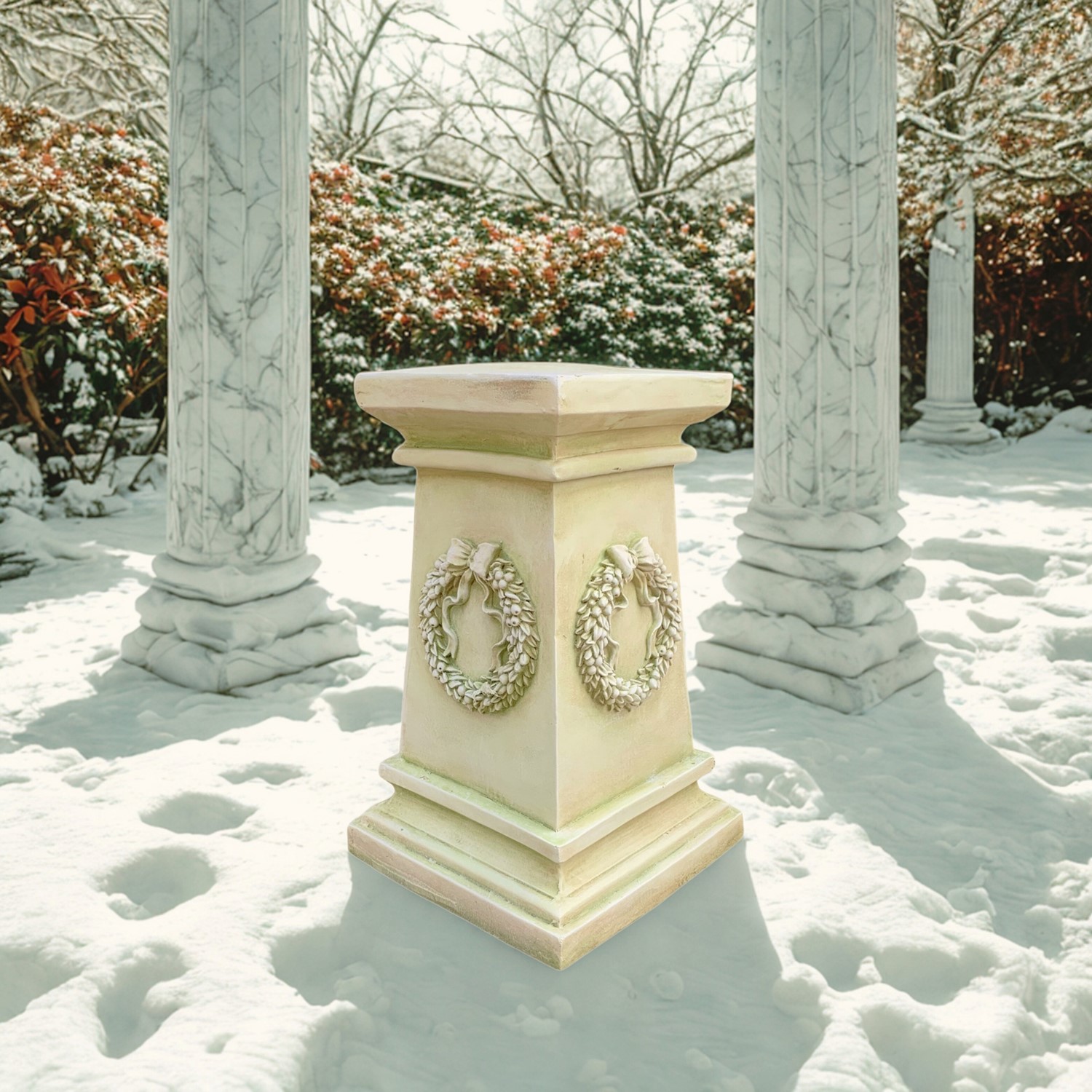 Zaer Ltd International Pre-Order: 24" Tall Antique-Style Column Decoration with Wreath ZR322624