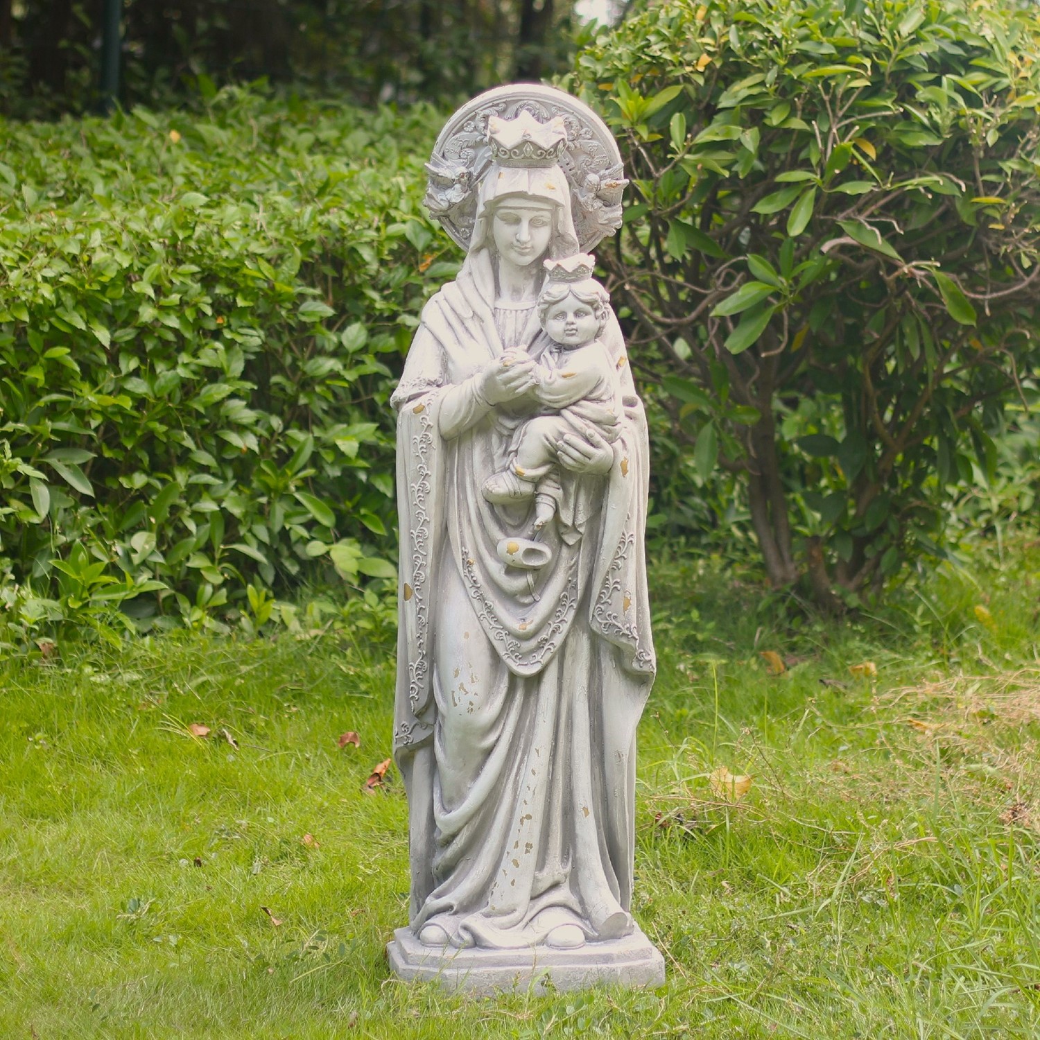 Zaer Ltd International Pre-Order: "Our Lady of Perpetual Help" Magnesium Garden Statue in Antique Grey ZR540016-GY