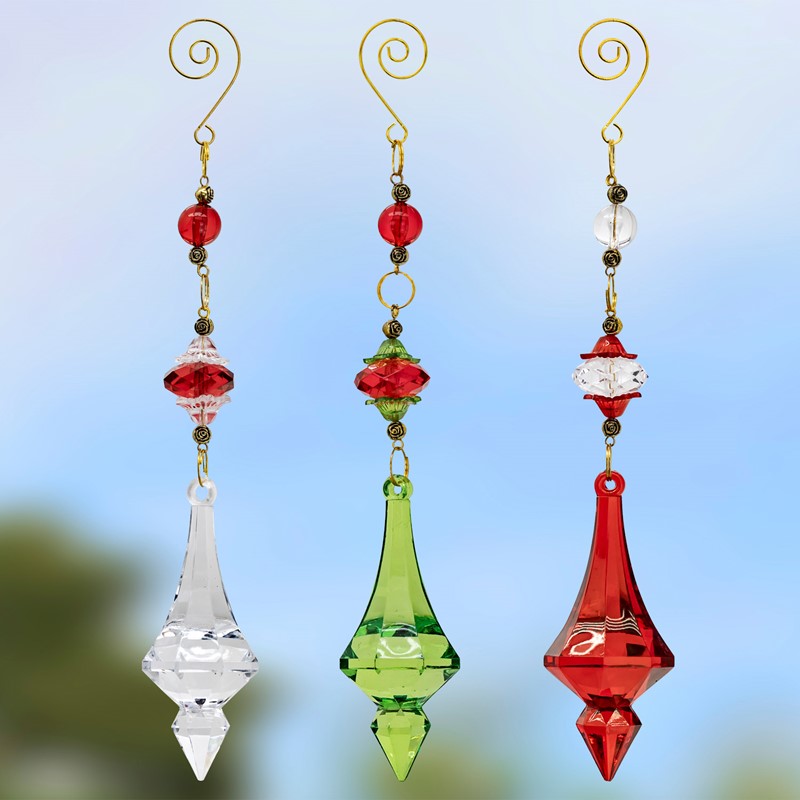 Zaer Ltd. International 9" Long Hanging Acrylic Crystal Decoration in 3 Assorted Colors ZR600909-1
