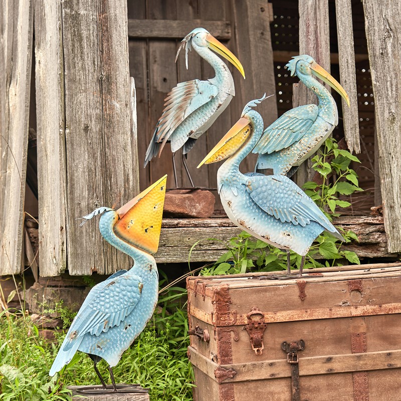 Zaer Ltd. International Pre-Order: Set of 4 Assorted Style Coastal Blue Pelicans ZR140111-SET
