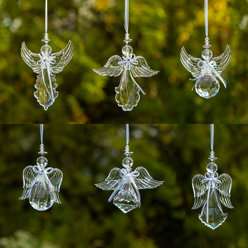 Zaer Ltd. International Hanging Clear Acrylic Angel Ornaments in 6 Assorted Styles ZR503715