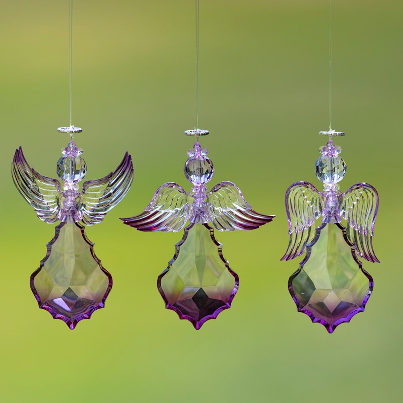 Zaer Ltd. International Large Hanging Purple Acrylic Angel Ornaments in 3 Assorted Styles ZR507415