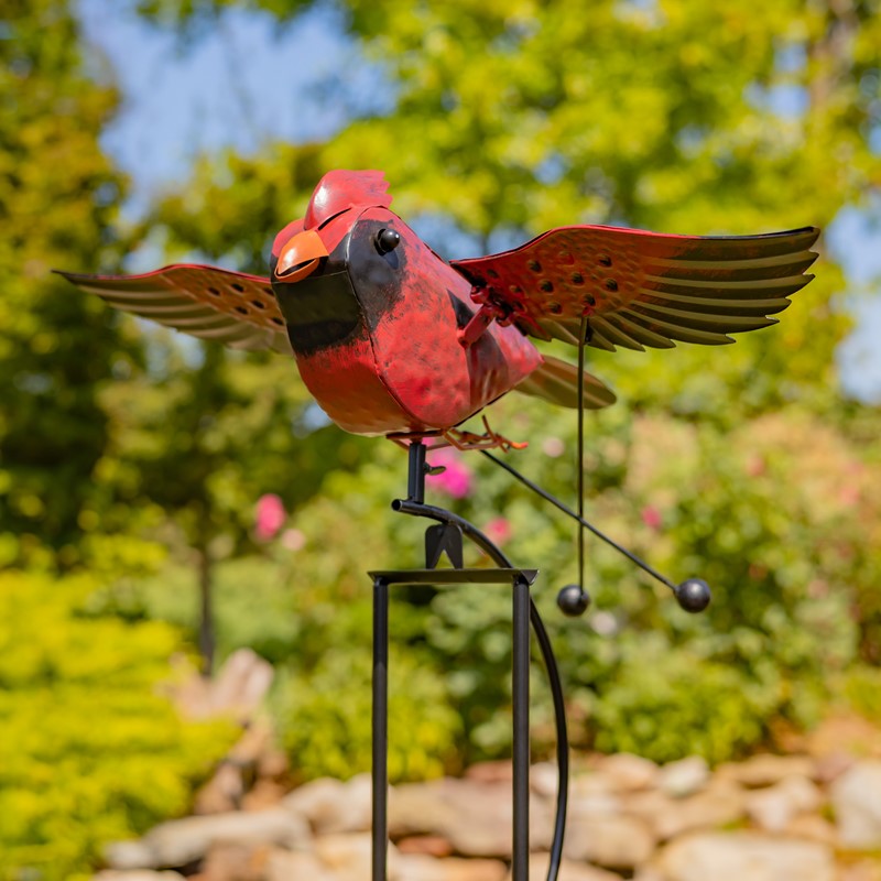 Zaer Ltd International Pre-Order: 61" Tall Flying Cardinal Iron Swing Stake ZR151041