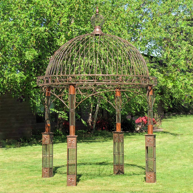 Zaer Ltd International Pre-Order: "Valiko" 14ft. Tall Round Iron Garden Gazebo in Antique Bronze ZR131407-BZ