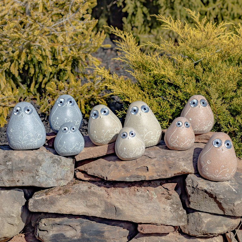 Zaer Ltd International Set of 3 Solar "Rock" Birds with Floral Etching in 3 Assorted Colors VA100004-SET