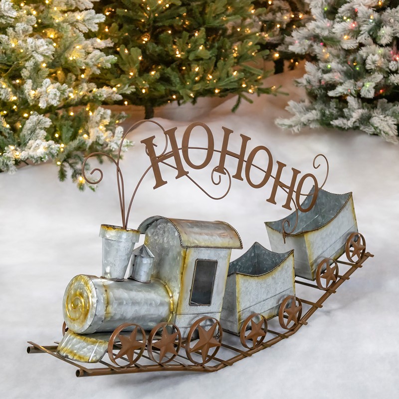 Zaer Ltd International 36" Long Galvanized Christmas Train "HO HO HO" ZR150862