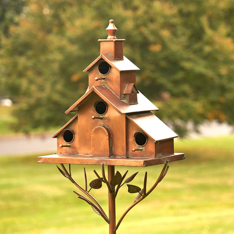 Zaer Ltd International Pre-Order: 78.75" Tall Church Style Large Iron Birdhouse Stake "Dublin" ZR180718