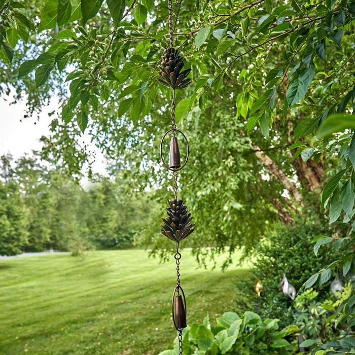 Zaer Ltd International Pre-Order: 72" Long Antique Bronze Hanging Pinecone Rain Chain ZR168626-BZ