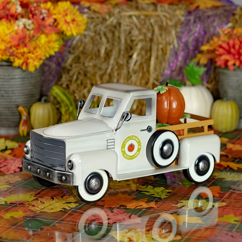 Zaer Ltd. International Small Harvest Pickup Truck with Pumpkins in Antique White ZR160892-AW