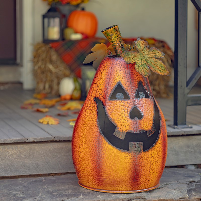 Zaer Ltd. International Pre-Order: 29" Tall Large Metal Jack-O-Lantern with Candleholder "Laird Pump" ZR110746