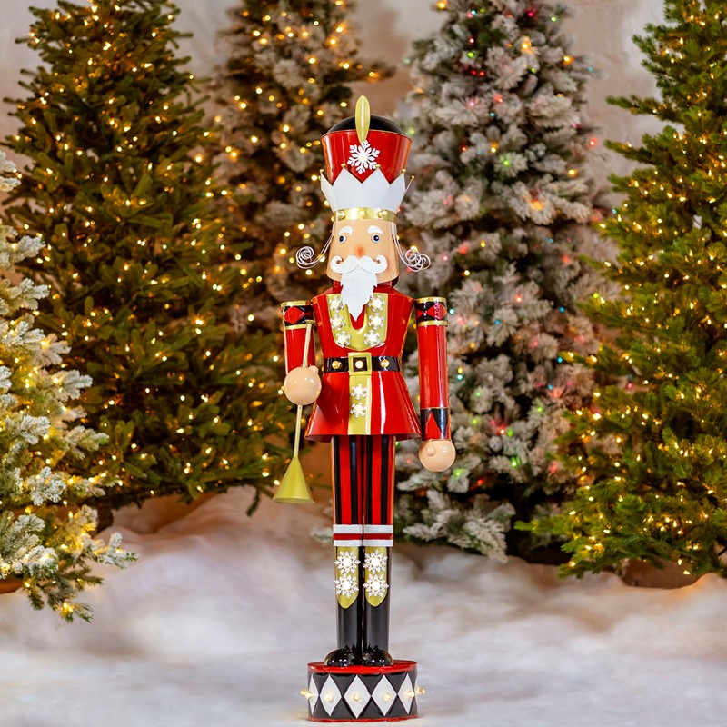 Zaer Ltd. International 61" T. Large Iron Christmas Nutcracker w/ Trumpet & LED Light "David" ZR190661