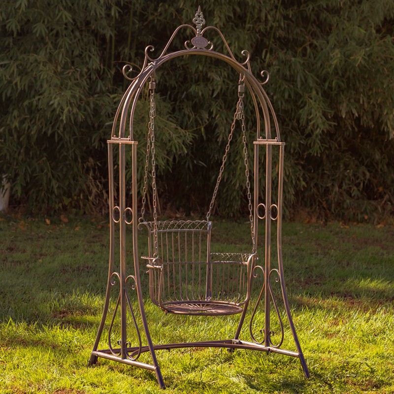 Zaer Ltd International "Oasis" Iron Garden Swing Chair in Antique Bronze ZR160144-BZ