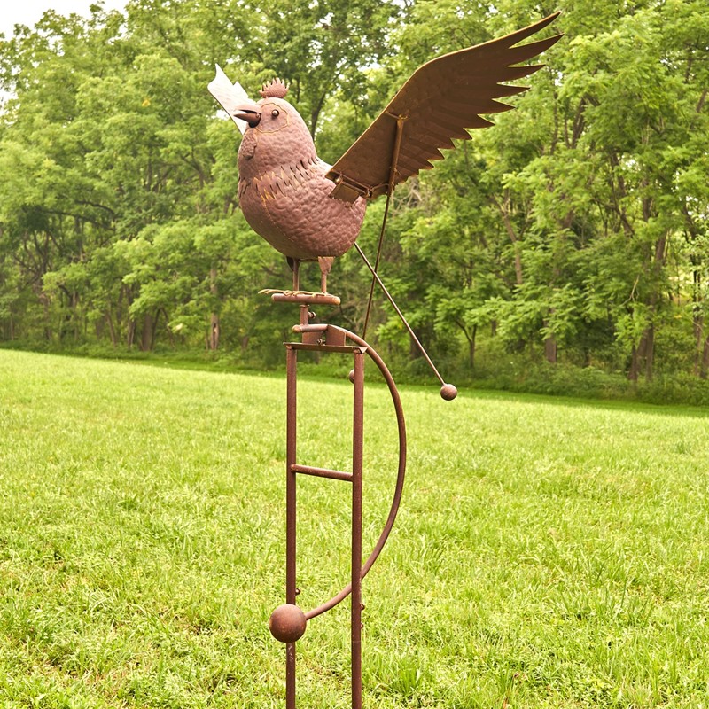 Zaer Ltd International 81.5" Tall Large Iron Rocking Rooster Garden Stake "Carlos" ZR183067