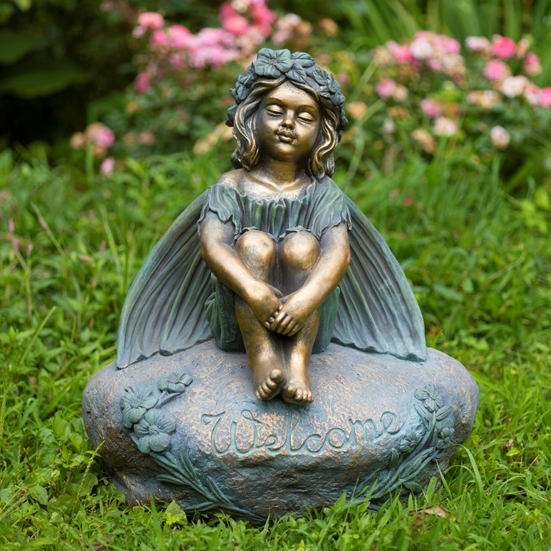 Zaer Ltd International 25.5" Tall Sitting Fairy Magnesium Garden Statue "Lily" ZR338926
