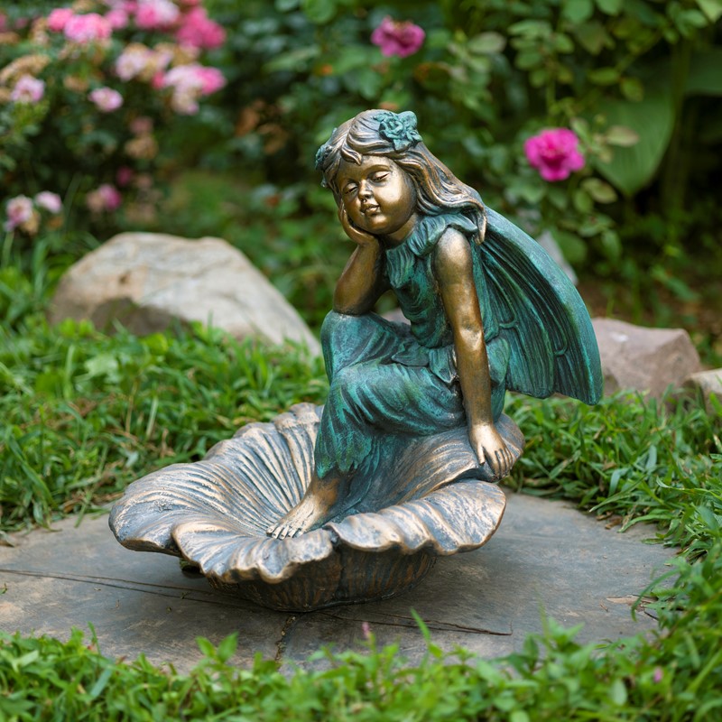 Zaer Ltd International Pre-Order: 20" Tall Fairy Statue Sitting on Flower "Gardenia" ZR229919