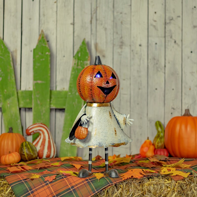 Zaer Ltd International "Alexie" Jack-O-Lantern Ghost Halloween Figurine with LED Lights ZR195971
