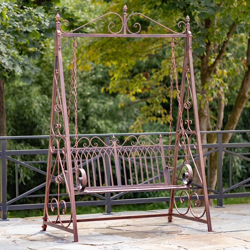 Zaer Ltd International "Tserovani" Iron Swing Bench in Antique Bronze ZR820302-BZ