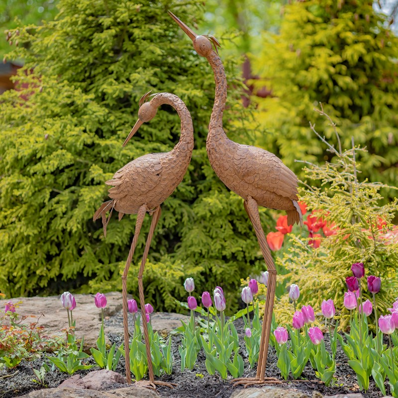 Zaer Ltd International Set of 2 Large Rustic Whooping Cranes ZR120028-RS