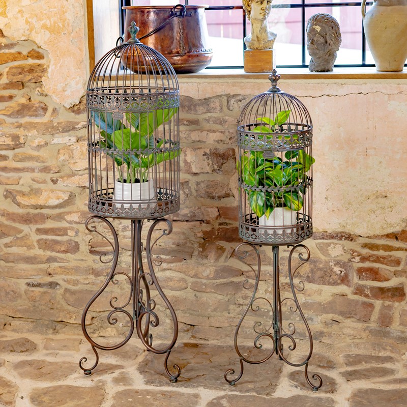 Zaer Ltd. International Pre-Order: Set/2 Victorian Style Birdcage Planters in Bronze "Copenhagen 1843" ZR200524-BZ