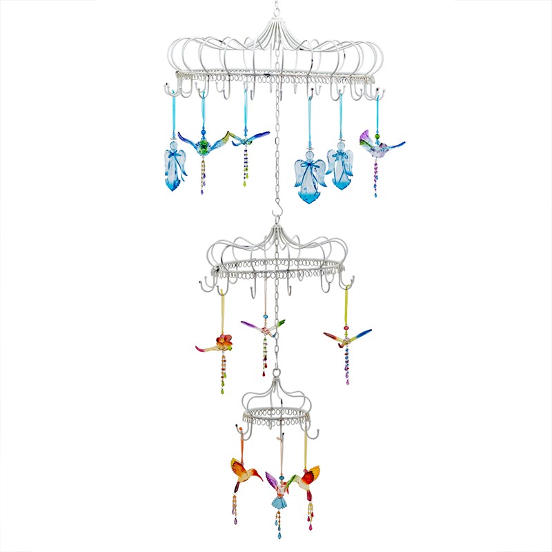 Zaer Ltd. International Elegant Hanging Chandelier Display Decoration with Hooks in White "London 1820" ZR191023-AW