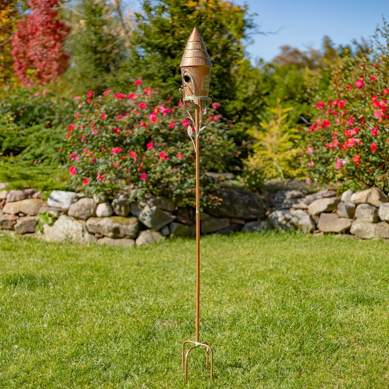 Zaer Ltd International 70.5" Tall Multi-Tiered Conical Roof Birdhouse Stake "Budapest" ZR193158