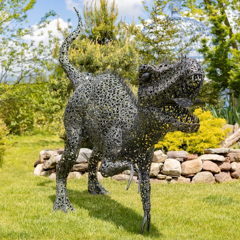 Zaer Ltd International 7.3ft Tall Giant Metal Tyrannosaurus Rex Garden Statue "Chompers" ZR220916