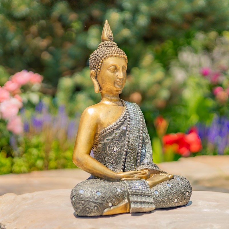 Zaer Ltd International 15.75" Tall Meditative Polyresin Buddha Statue ZR920601