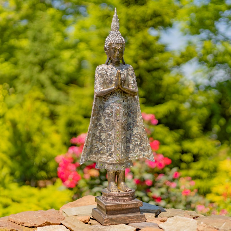 Zaer Ltd International 24.8" Tall Standing Thai Buddha with Hands Clasped in Prayer ZR920200