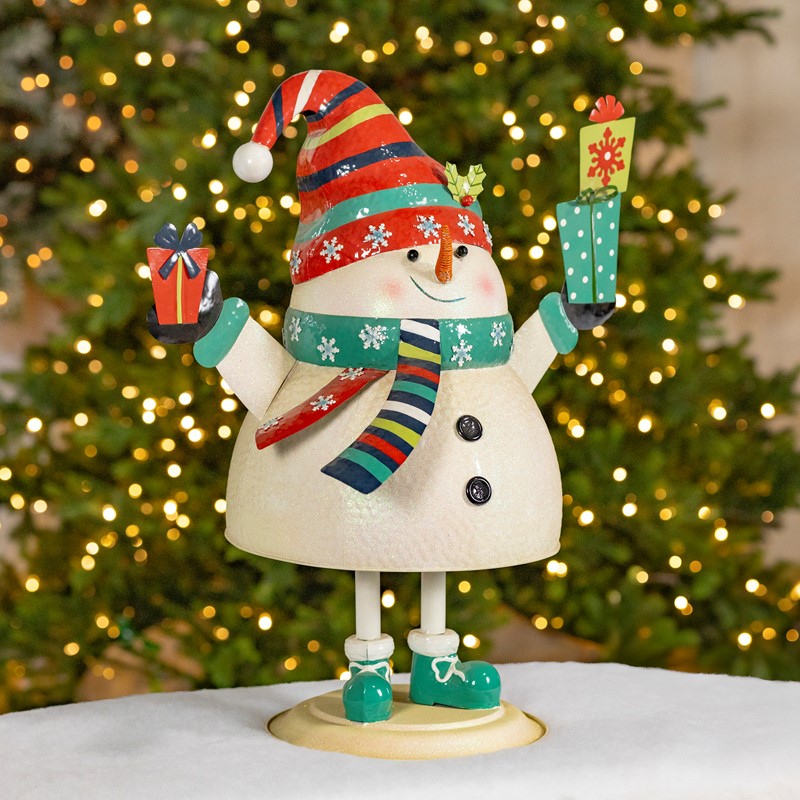 Zaer Ltd. International Pre-Order: 27" Tall Iron Snowman Holding Presents Figurine "Tsugo-Bugo" ZR200416