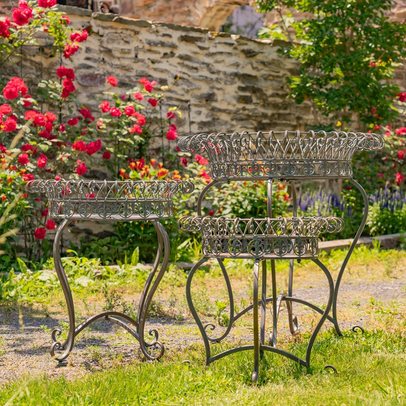 Zaer Ltd. International Set of 3 Round Iron Wire Basket Plant Stands in Antique Bronze "London 1820" ZR220392-BZ