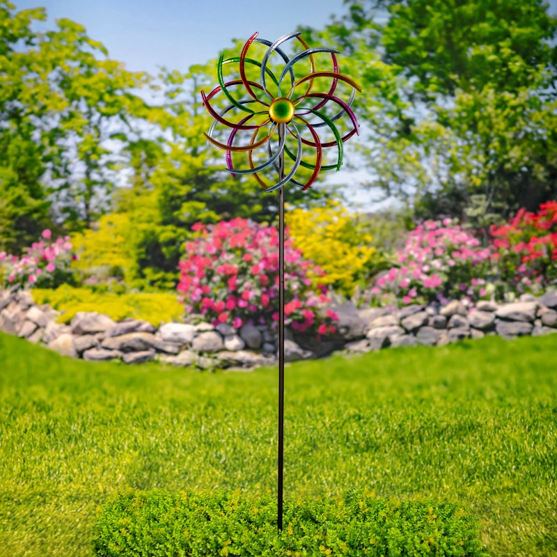 Zaer Ltd. International 70" Tall Abstract Metal Windmill Stake "Eliana" ZR197360