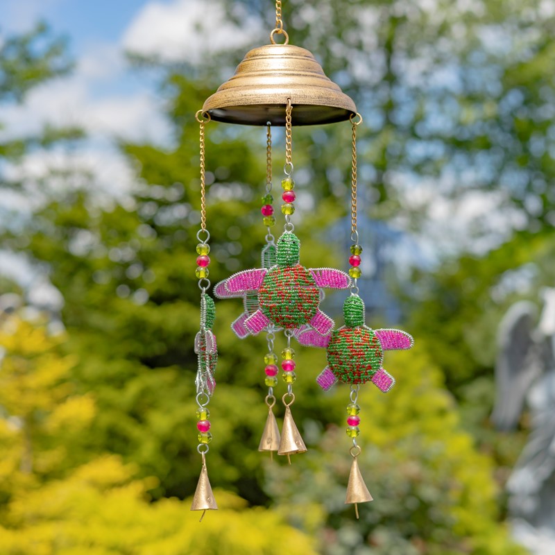 Zaer Ltd International Set of 6 Assorted Dangling Turtle Wind Chimes with Bells LS013345-SET