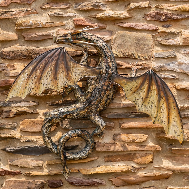 Zaer Ltd. International 32.75" Tall Metal Serpentine Dragon Wall Decoration "Shesha" ZR240624